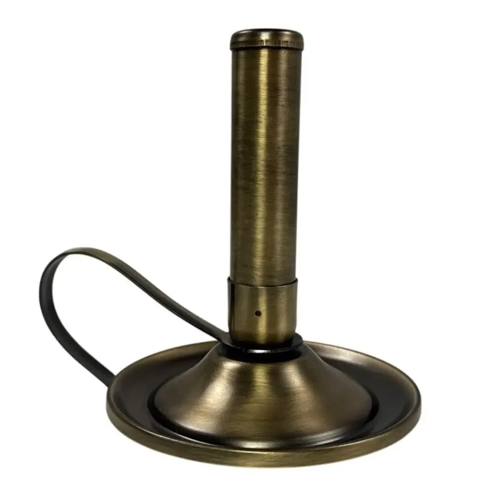 Vintage 1970s Brass Push-Up Chamberstick Taper Candle Holder with Handle